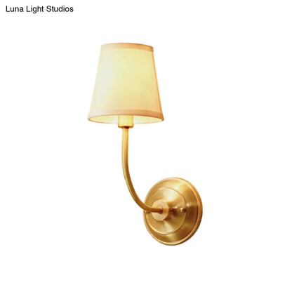 DecorBites™ DecorBites™ Simple Gold Conic Wall Lamp: 1-Light Foyer Lighting Fixture with Fabric Shade
