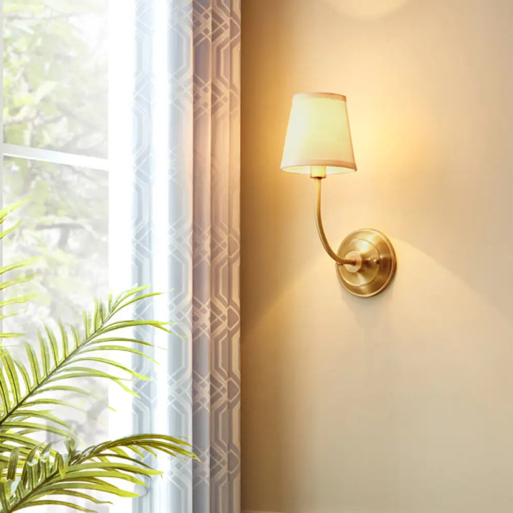 DecorBites™ DecorBites™ Simple Gold Conic Wall Lamp: 1-Light Foyer Lighting Fixture with Fabric Shade