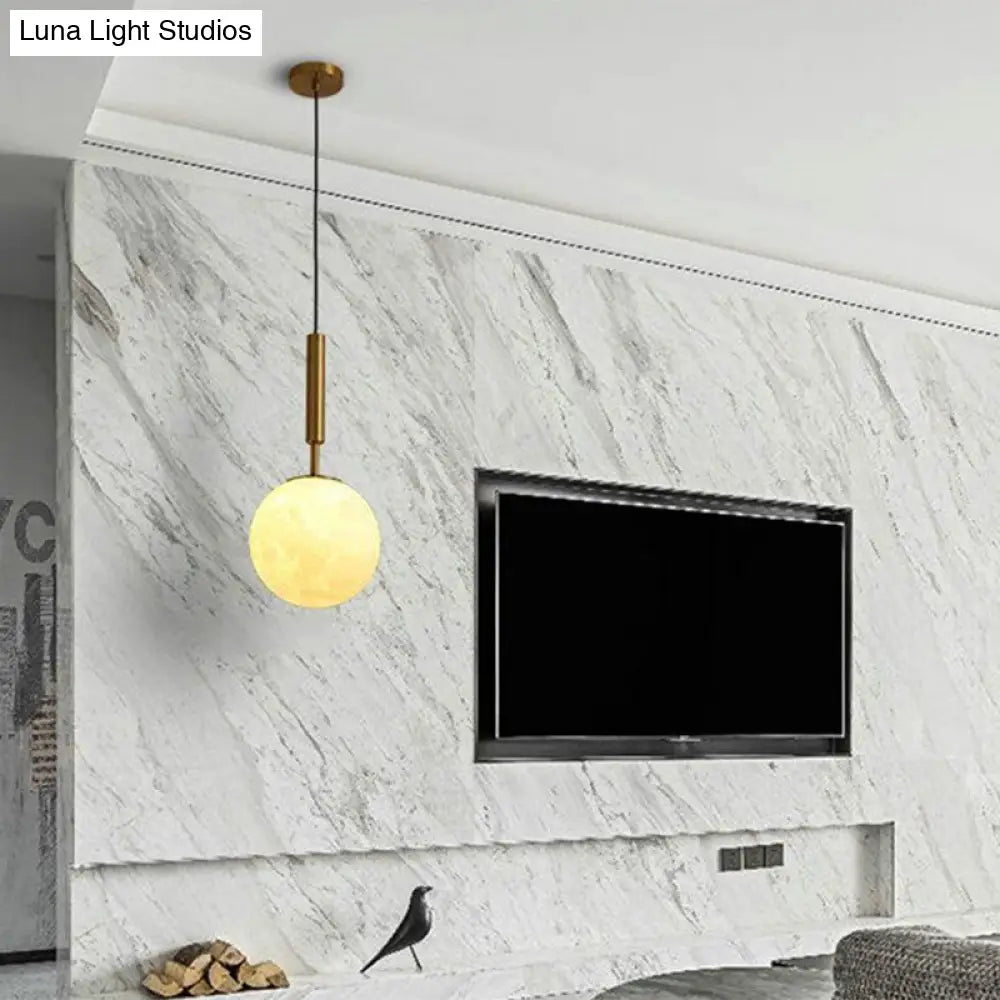 Simple Gold LED Bedroom Pendant Lamp with Frosted Glass Shade