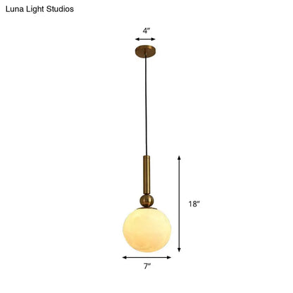 Simple Gold LED Bedroom Pendant Lamp with Frosted Glass Shade