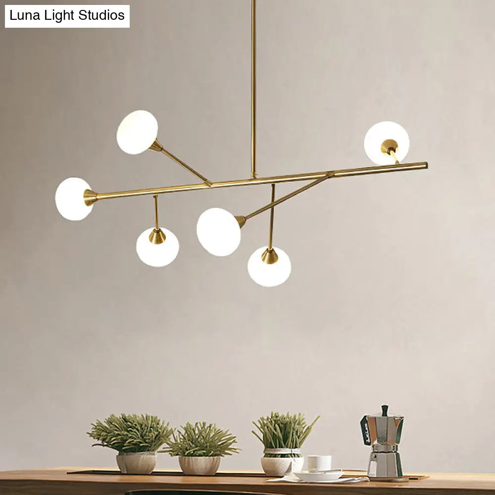 Lámpara de araña colgante sencilla de hierro con 6 bombillas en latón - Lámpara colgante de rama para sala de estar