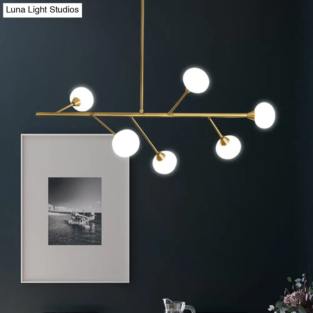 Lámpara de araña colgante sencilla de hierro con 6 bombillas en latón - Lámpara colgante de rama para sala de estar