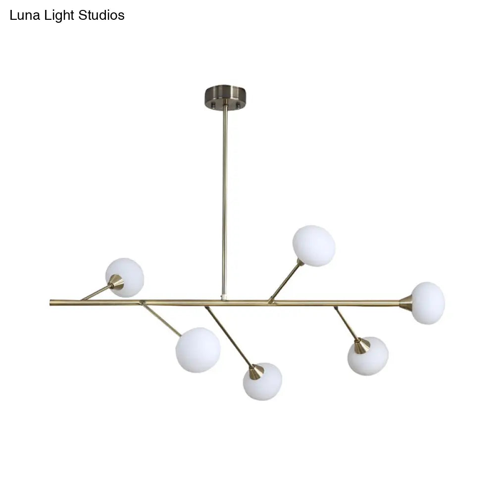 Lámpara de araña colgante sencilla de hierro con 6 bombillas en latón - Lámpara colgante de rama para sala de estar