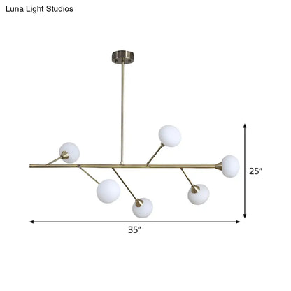 Lámpara de araña colgante sencilla de hierro con 6 bombillas en latón - Lámpara colgante de rama para sala de estar