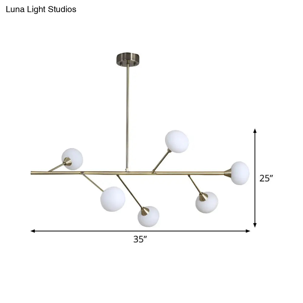 Lámpara de araña colgante sencilla de hierro con 6 bombillas en latón - Lámpara colgante de rama para sala de estar