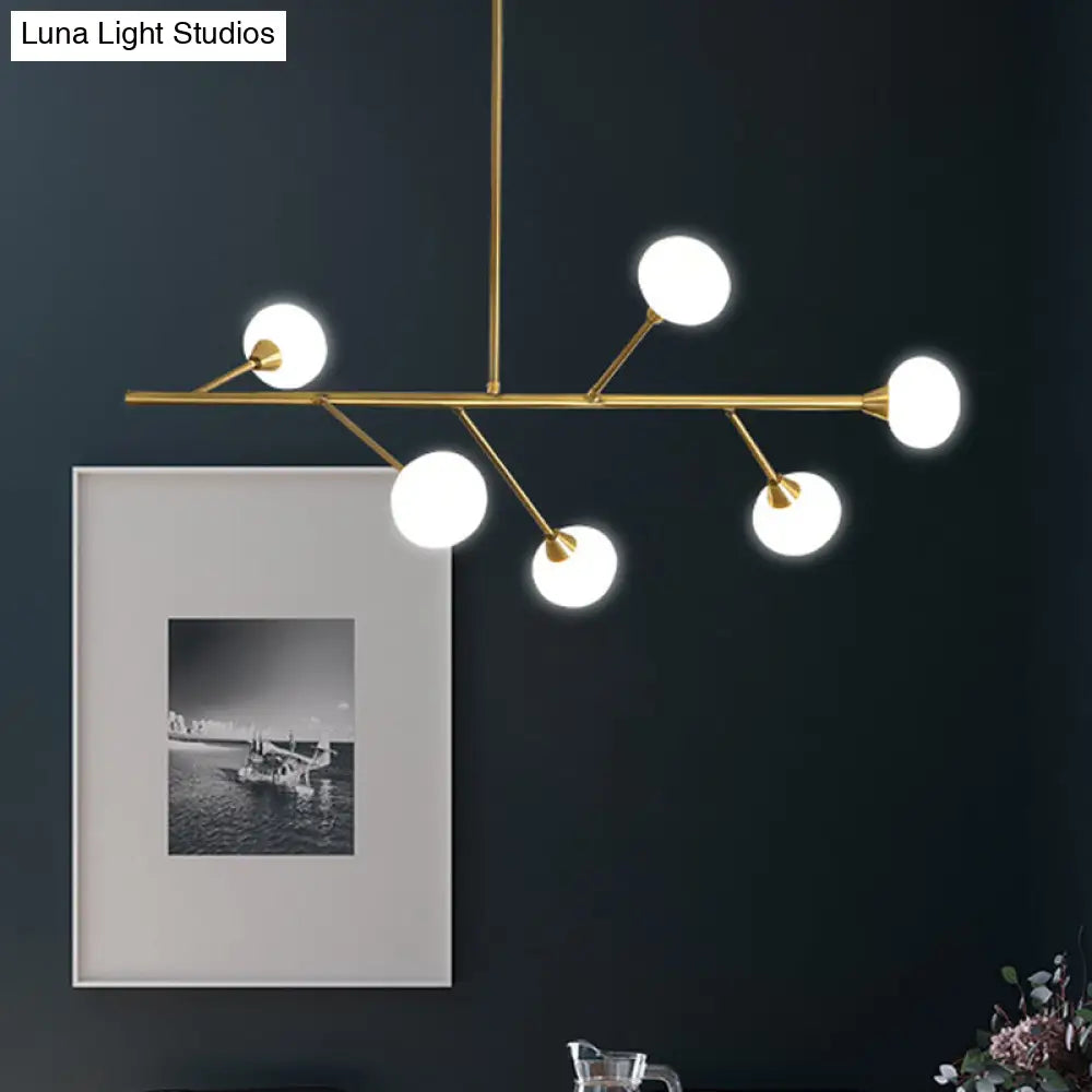 Lámpara de araña colgante sencilla de hierro con 6 bombillas en latón - Lámpara colgante de rama para sala de estar