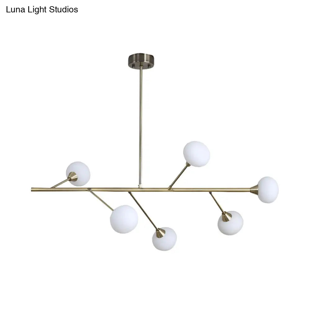 Lámpara de araña colgante sencilla de hierro con 6 bombillas en latón - Lámpara colgante de rama para sala de estar