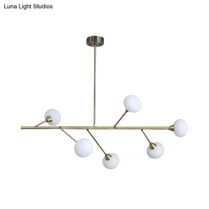 Lámpara de araña colgante sencilla de hierro con 6 bombillas en latón - Lámpara colgante de rama para sala de estar