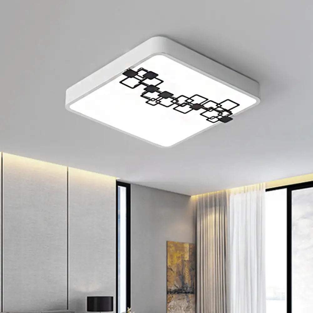 DecorBites™ DecorBites™ Simple Iron LED Flushmount Bedroom Light – 16"/19.5" Round/Square Flush with Bubble Pattern, White Light