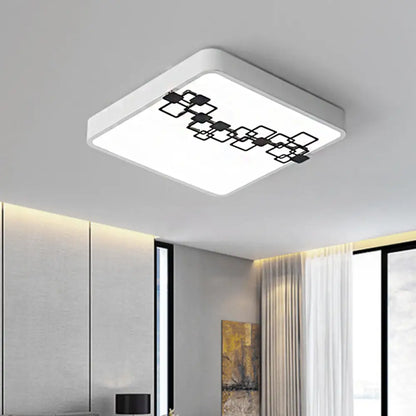 DecorBites™ DecorBites™ Simple Iron LED Flushmount Bedroom Light – 16"/19.5" Round/Square Flush with Bubble Pattern, White Light