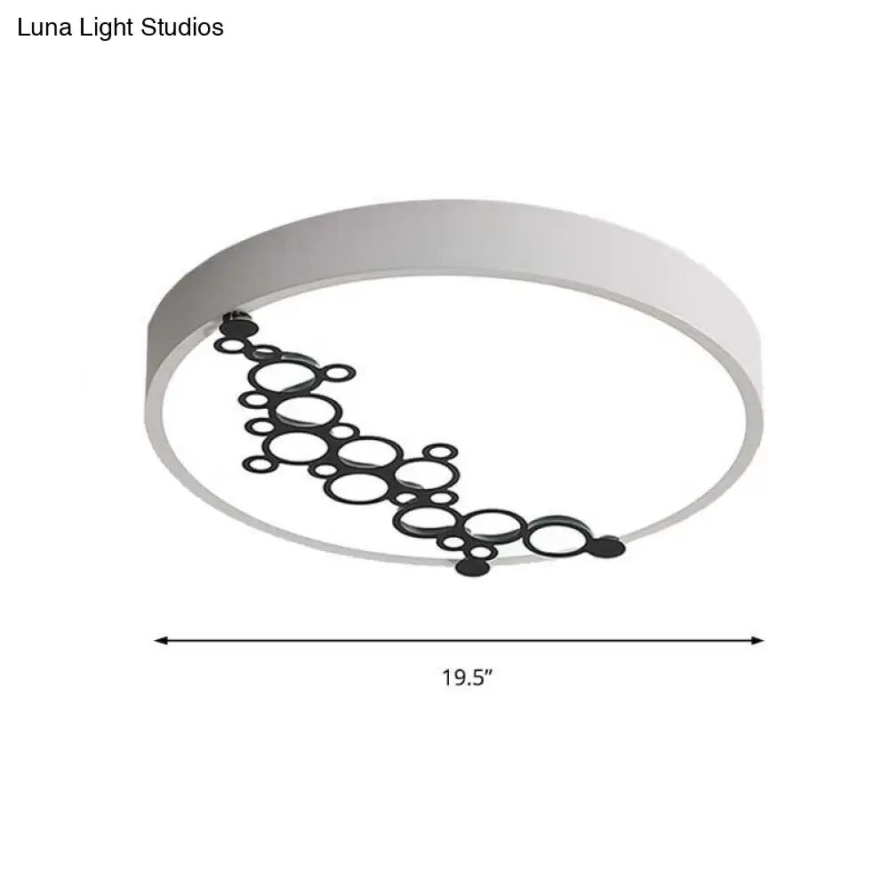 DecorBites™ DecorBites™ Simple Iron LED Flushmount Bedroom Light – 16"/19.5" Round/Square Flush with Bubble Pattern, White Light
