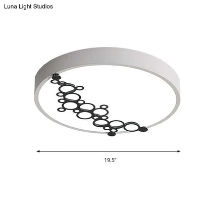 DecorBites™ DecorBites™ Simple Iron LED Flushmount Bedroom Light – 16"/19.5" Round/Square Flush with Bubble Pattern, White Light