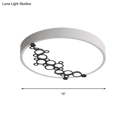 DecorBites™ DecorBites™ Simple Iron LED Flushmount Bedroom Light – 16"/19.5" Round/Square Flush with Bubble Pattern, White Light