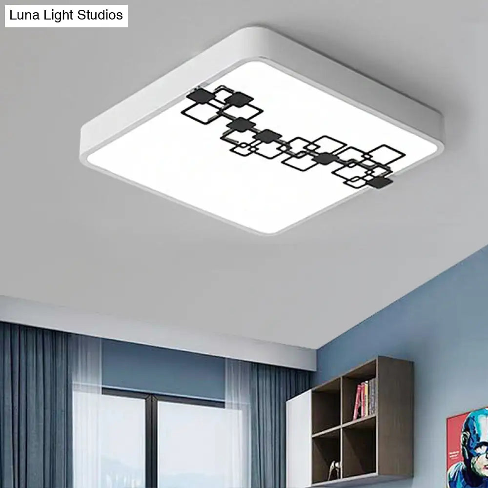 DecorBites™ DecorBites™ Simple Iron LED Flushmount Bedroom Light – 16"/19.5" Round/Square Flush with Bubble Pattern, White Light