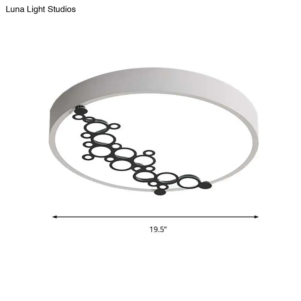 DecorBites™ DecorBites™ Simple Iron LED Flushmount Bedroom Light – 16"/19.5" Round/Square Flush with Bubble Pattern, White Light
