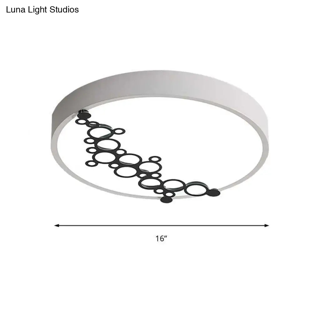 DecorBites™ DecorBites™ Simple Iron LED Flushmount Bedroom Light – 16"/19.5" Round/Square Flush with Bubble Pattern, White Light