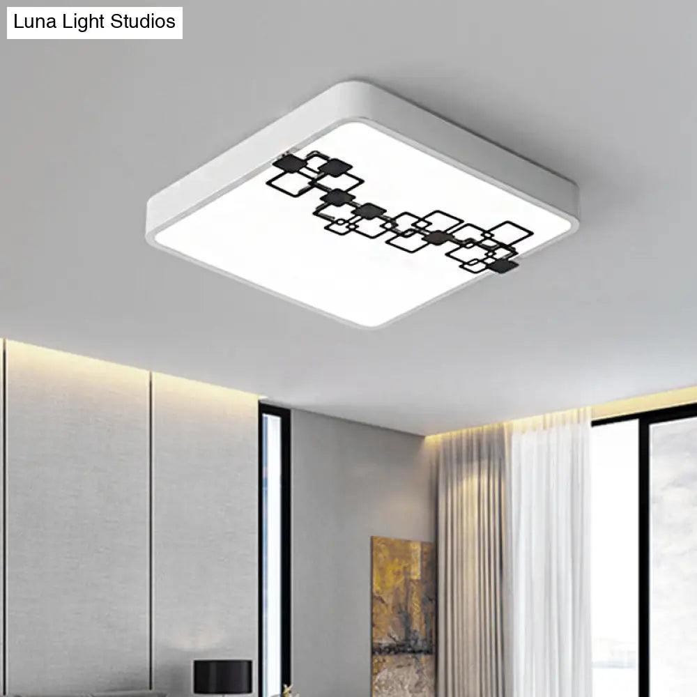 DecorBites™ DecorBites™ Simple Iron LED Flushmount Bedroom Light – 16"/19.5" Round/Square Flush with Bubble Pattern, White Light