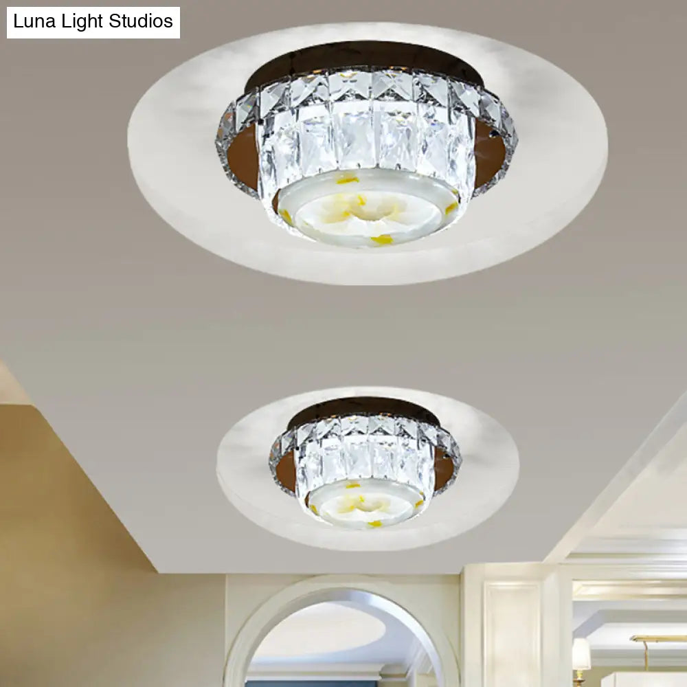 DecorBites™ DecorBites™ Simple LED Chrome Flush Mount Ceiling Lighting for Corridor - Crystal Block Round/Square Shape