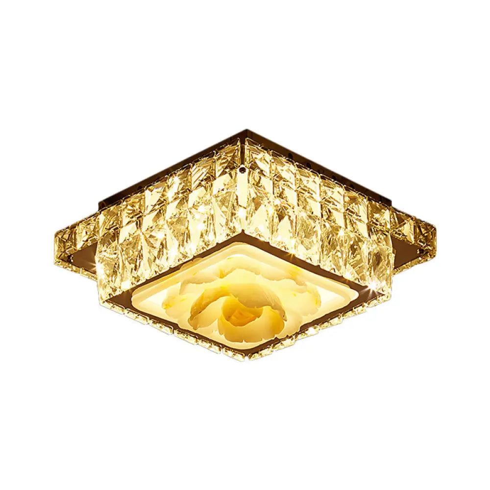 DecorBites™ DecorBites™ Simple LED Chrome Flush Mount Ceiling Lighting for Corridor - Crystal Block Round/Square Shape