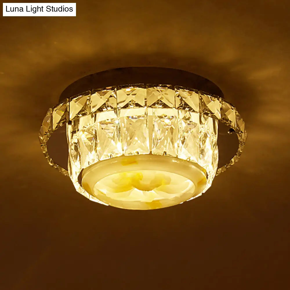 DecorBites™ DecorBites™ Simple LED Chrome Flush Mount Ceiling Lighting for Corridor - Crystal Block Round/Square Shape