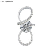 Silver infinity symbol simple led chrome wall sconce with cut crystal deco and warm white light for bedroom