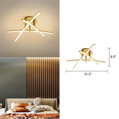 DecorBites™ DecorBites™ Simple Metal Crossed Rod LED Bedroom Flush Mount Ceiling Light Fixture
