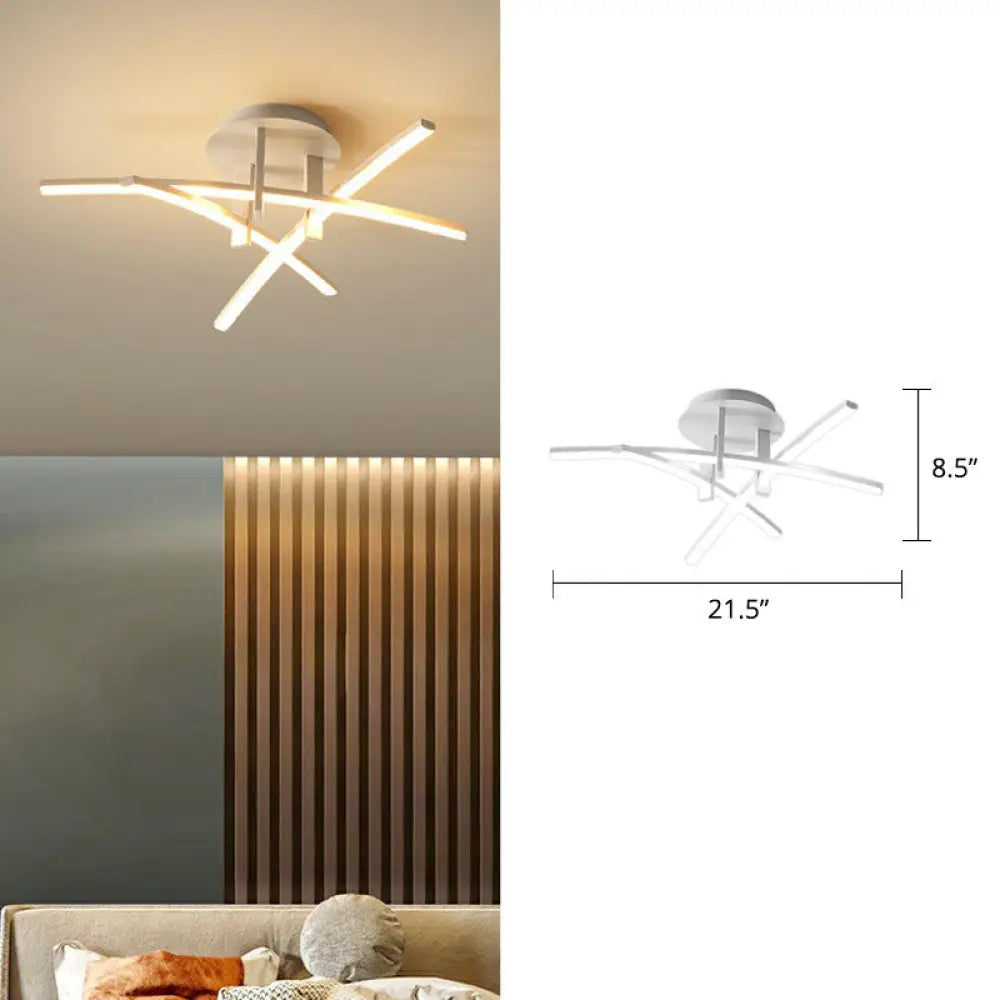 DecorBites™ DecorBites™ Simple Metal Crossed Rod LED Bedroom Flush Mount Ceiling Light Fixture