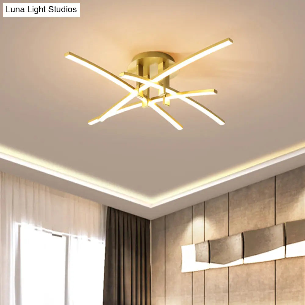 DecorBites™ DecorBites™ Simple Metal Crossed Rod LED Bedroom Flush Mount Ceiling Light Fixture