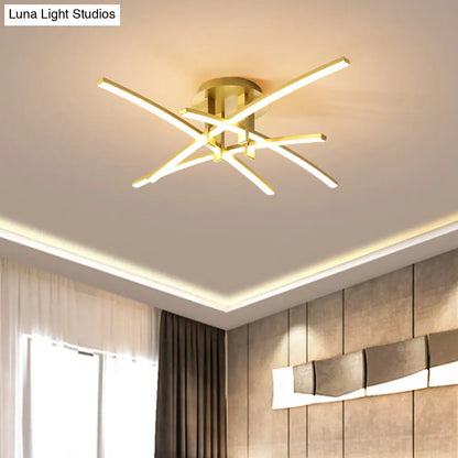 DecorBites™ DecorBites™ Simple Metal Crossed Rod LED Bedroom Flush Mount Ceiling Light Fixture
