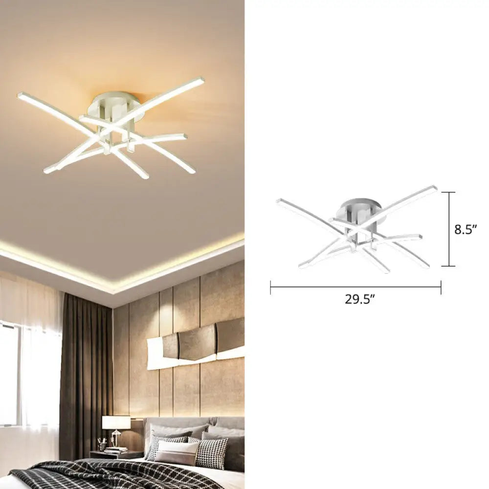 DecorBites™ DecorBites™ Simple Metal Crossed Rod LED Bedroom Flush Mount Ceiling Light Fixture
