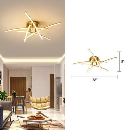 DecorBites™ DecorBites™ Simple Metal Crossed Rod LED Bedroom Flush Mount Ceiling Light Fixture