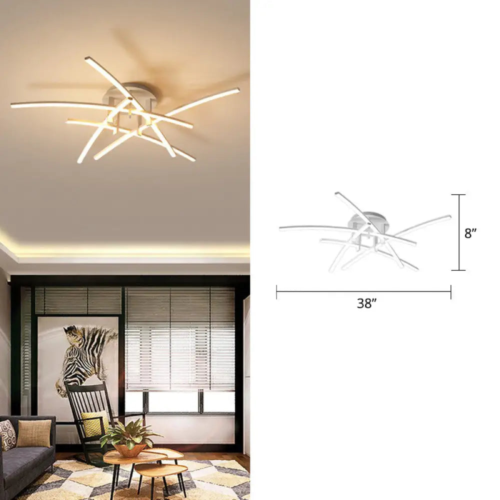 DecorBites™ DecorBites™ Simple Metal Crossed Rod LED Bedroom Flush Mount Ceiling Light Fixture