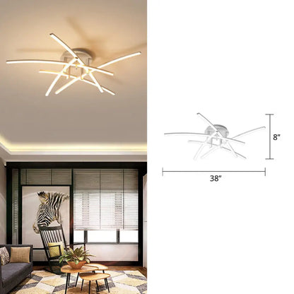 DecorBites™ DecorBites™ Simple Metal Crossed Rod LED Bedroom Flush Mount Ceiling Light Fixture