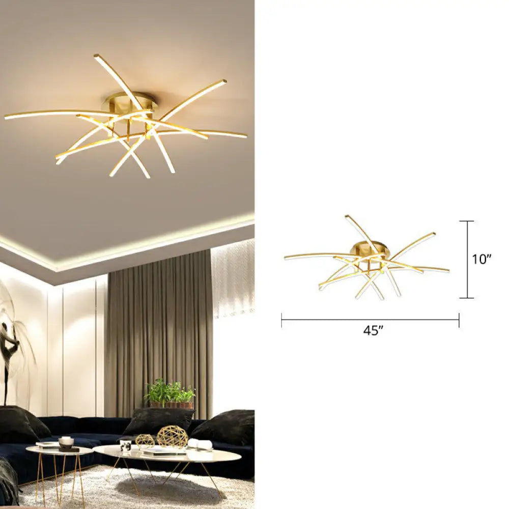 DecorBites™ DecorBites™ Simple Metal Crossed Rod LED Bedroom Flush Mount Ceiling Light Fixture