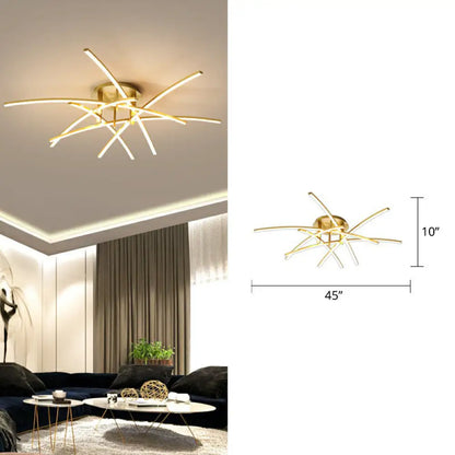 DecorBites™ DecorBites™ Simple Metal Crossed Rod LED Bedroom Flush Mount Ceiling Light Fixture