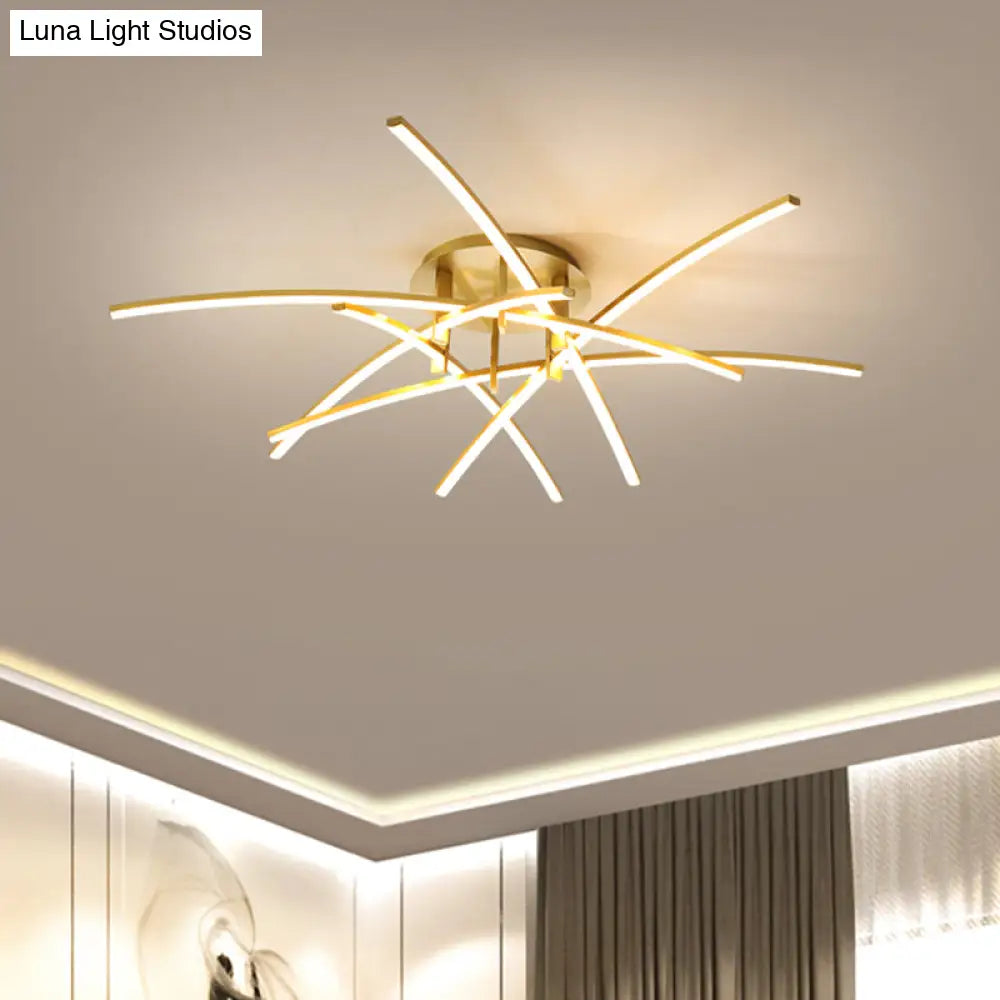 DecorBites™ DecorBites™ Simple Metal Crossed Rod LED Bedroom Flush Mount Ceiling Light Fixture
