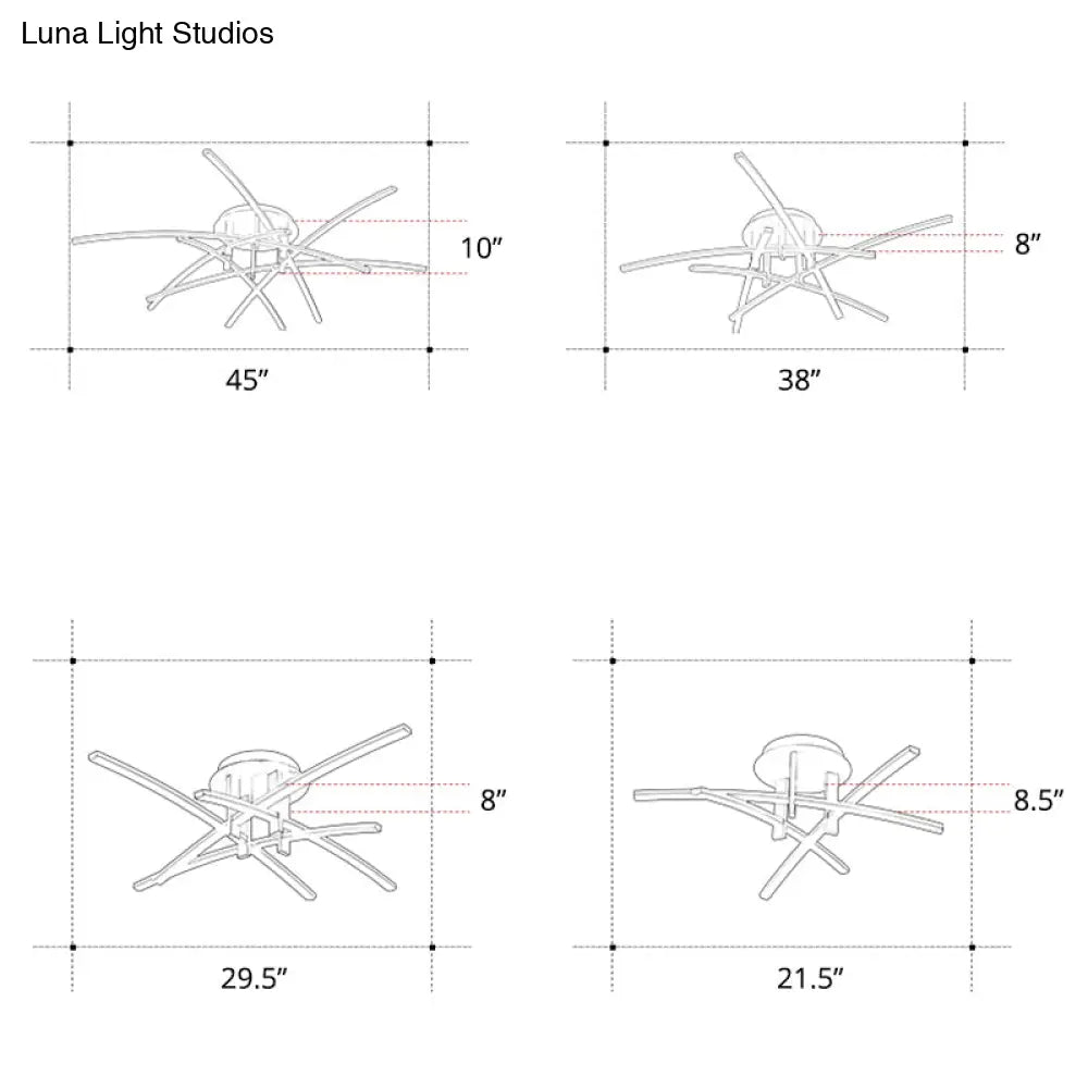DecorBites™ DecorBites™ Simple Metal Crossed Rod LED Bedroom Flush Mount Ceiling Light Fixture