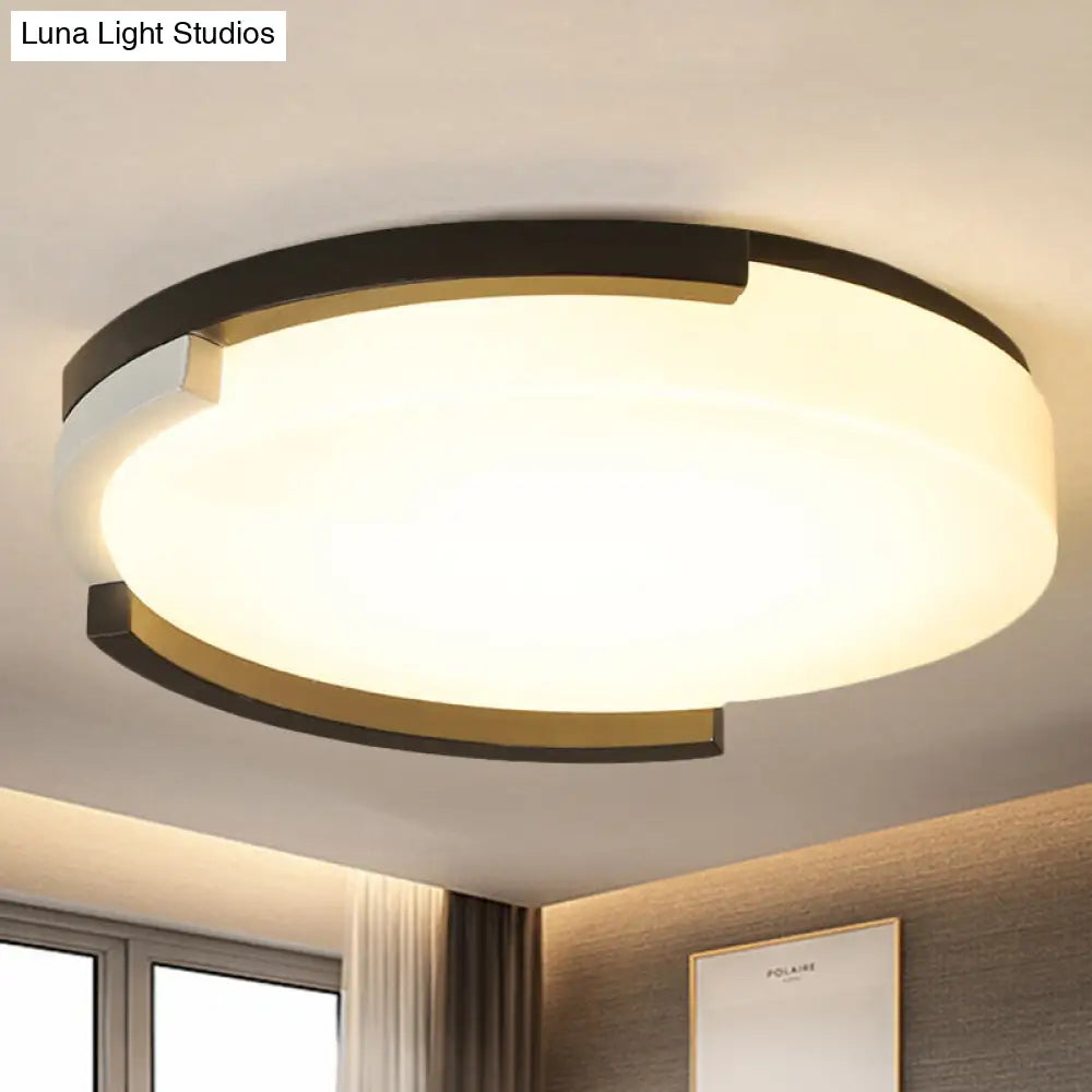 DecorBites™ DecorBites™ Simple Metal LED Flush Ceiling Light with Acrylic Diffuser in Black/White, 16.5"/20.5" Wide - White/Warm Light