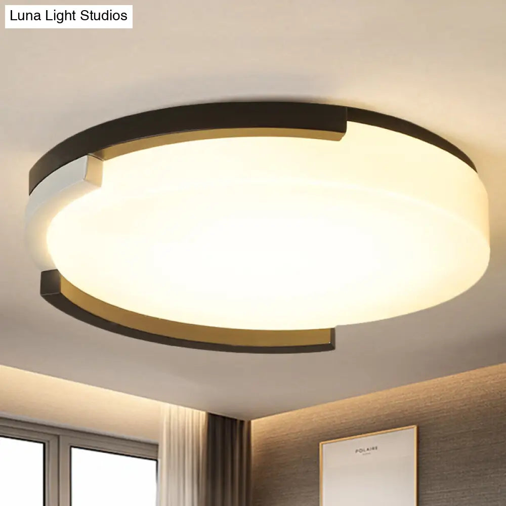 DecorBites™ DecorBites™ Simple Metal LED Flush Ceiling Light with Acrylic Diffuser in Black/White, 16.5"/20.5" Wide - White/Warm Light