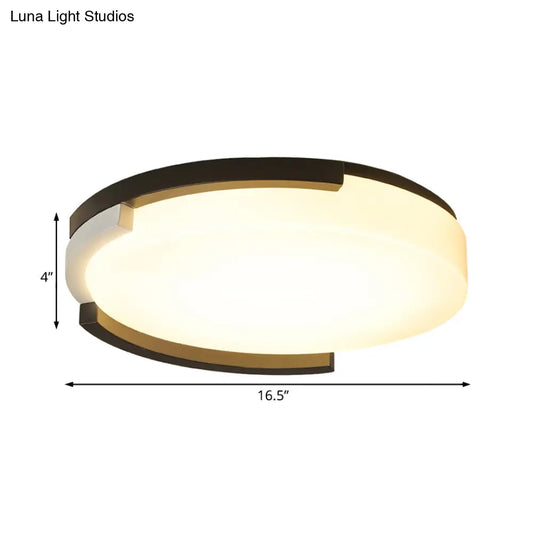 DecorBites™ DecorBites™ Simple Metal LED Flush Ceiling Light with Acrylic Diffuser in Black/White, 16.5"/20.5" Wide - White/Warm Light