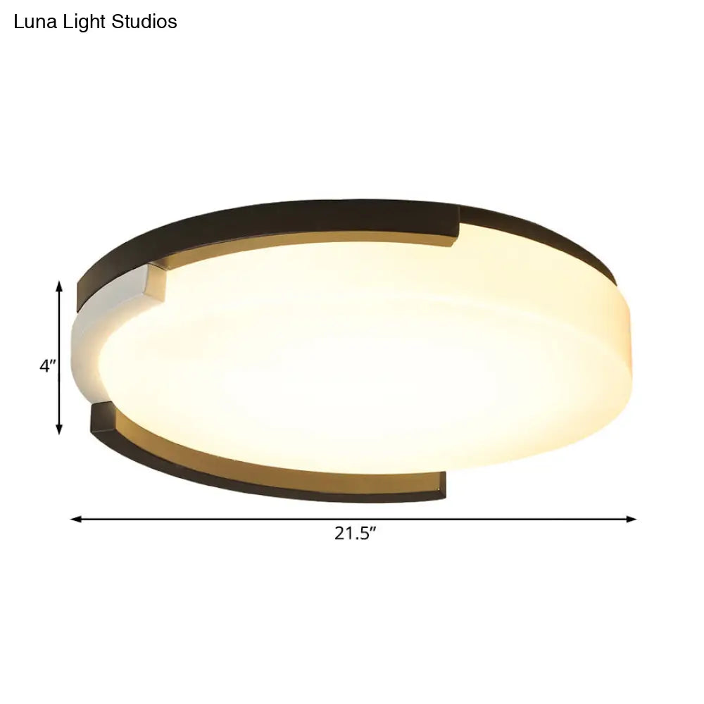 DecorBites™ DecorBites™ Simple Metal LED Flush Ceiling Light with Acrylic Diffuser in Black/White, 16.5"/20.5" Wide - White/Warm Light