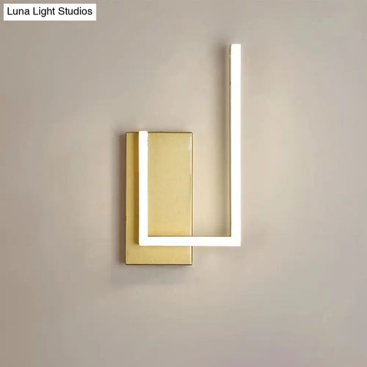 DecorBites™ DecorBites™ Simple Metal LED Gold Wall Sconce - Right-Angle Linear Lamp with Warm/White/3 Color Light Options