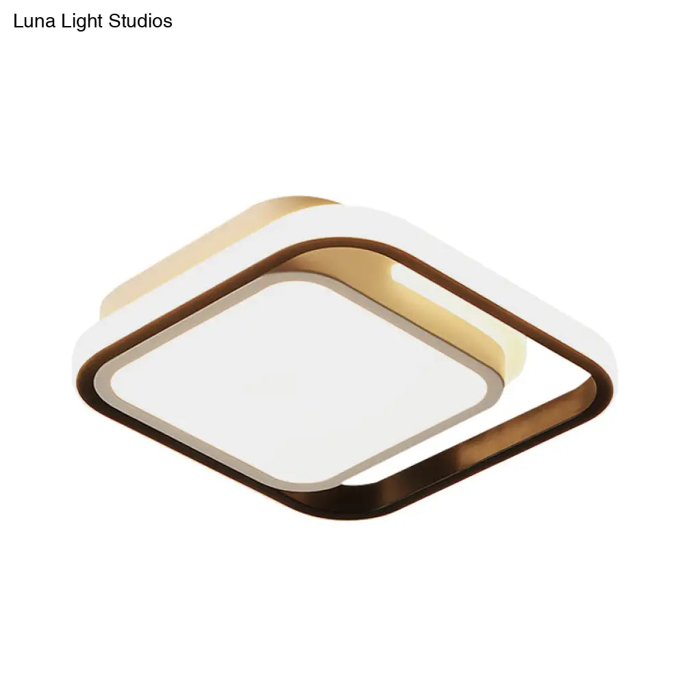 DecorBites™ DecorBites™ Simple Metallic LED Flush Mount Ceiling Lamp - Squared Flush Lighting for Hallways and Corridors (Black) in 3 Light Modes