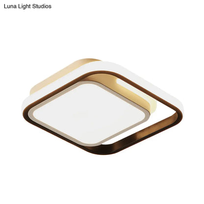 DecorBites™ DecorBites™ Simple Metallic LED Flush Mount Ceiling Lamp - Squared Flush Lighting for Hallways and Corridors (Black) in 3 Light Modes