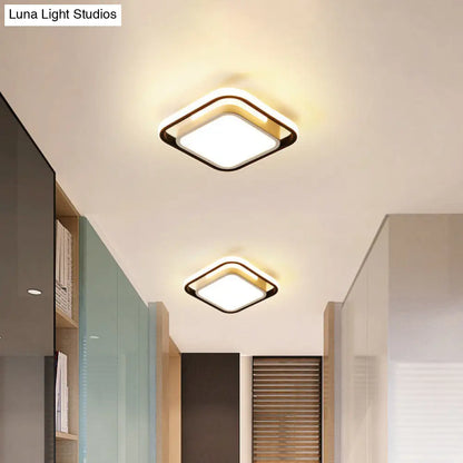 DecorBites™ DecorBites™ Simple Metallic LED Flush Mount Ceiling Lamp - Squared Flush Lighting for Hallways and Corridors (Black) in 3 Light Modes