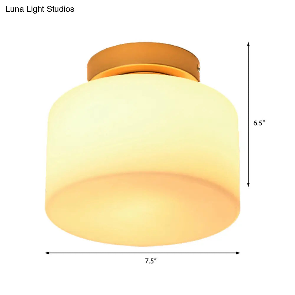 DecorBites™ DecorBites™ Simple Opal Glass Square/Cylinder Flush Mount Light Ceiling Fixture in White