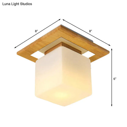 DecorBites™ DecorBites™ Simple Opal Glass Square/Cylinder Flush Mount Light Ceiling Fixture in White