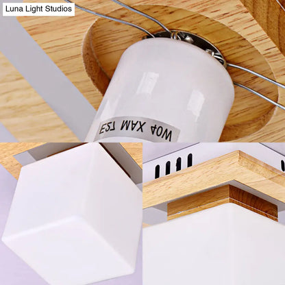 DecorBites™ DecorBites™ Simple Opal Glass Square/Cylinder Flush Mount Light Ceiling Fixture in White