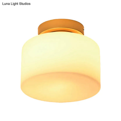 DecorBites™ DecorBites™ Simple Opal Glass Square/Cylinder Flush Mount Light Ceiling Fixture in White