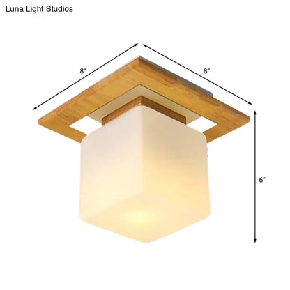 DecorBites™ DecorBites™ Simple Opal Glass Square/Cylinder Flush Mount Light Ceiling Fixture in White